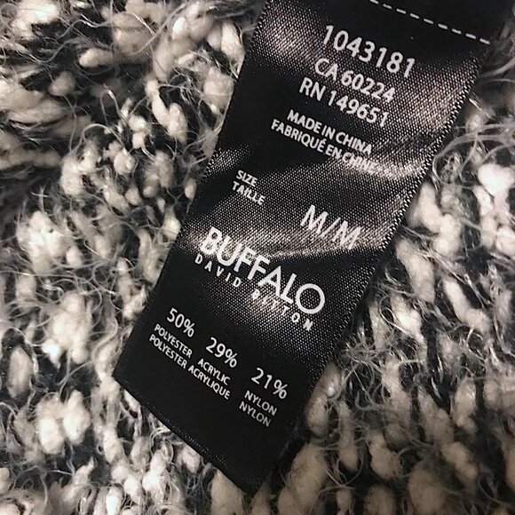 So Soft!!! Cute Buffalo David Bitton Turtleneck Sweater in Black & White Eyelash - Picture 12 of 16